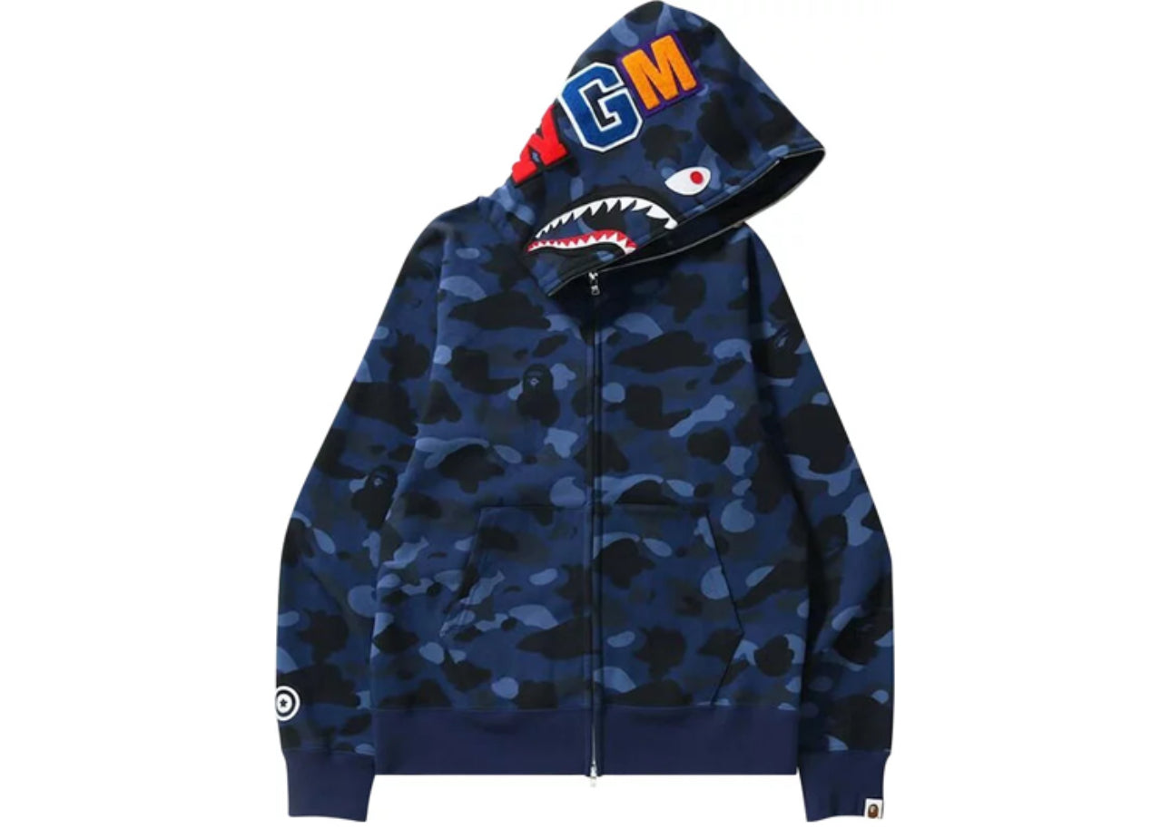 BAPE Color Camo Shark Full Zip Hoodie Navy