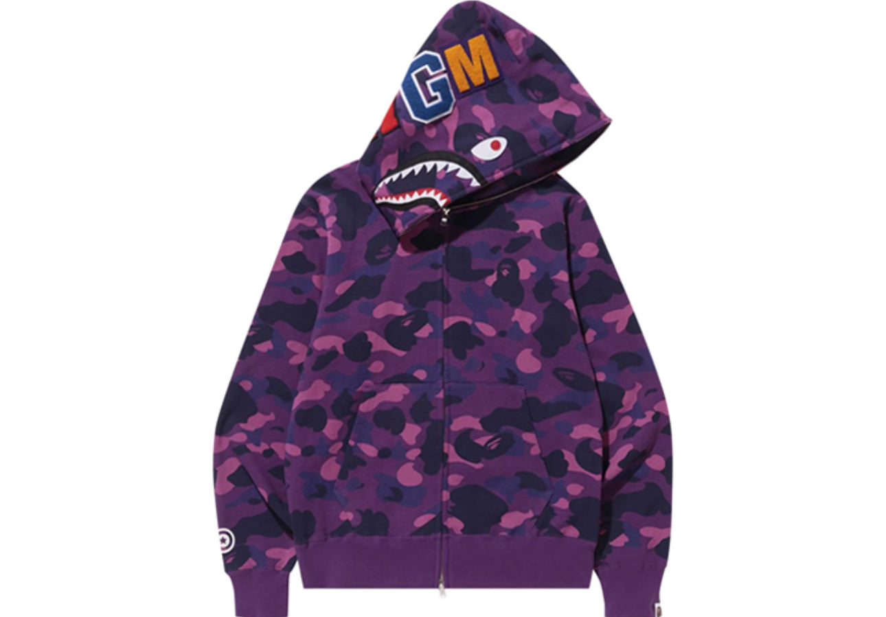 BAPE Color Camo Shark Full Zip Hoodie Purple