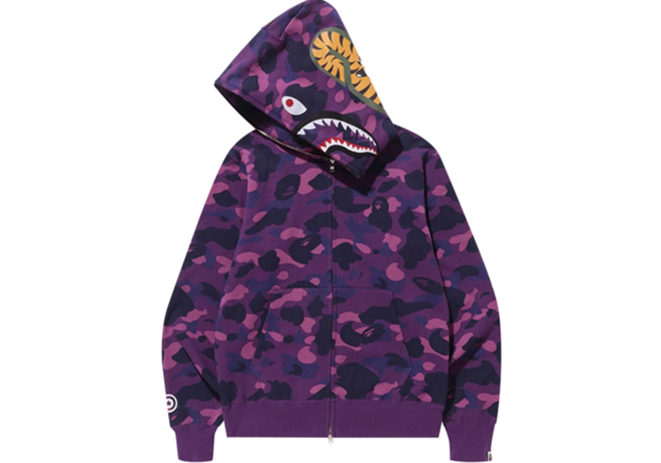 BAPE Color Camo Shark Full Zip Hoodie Purple