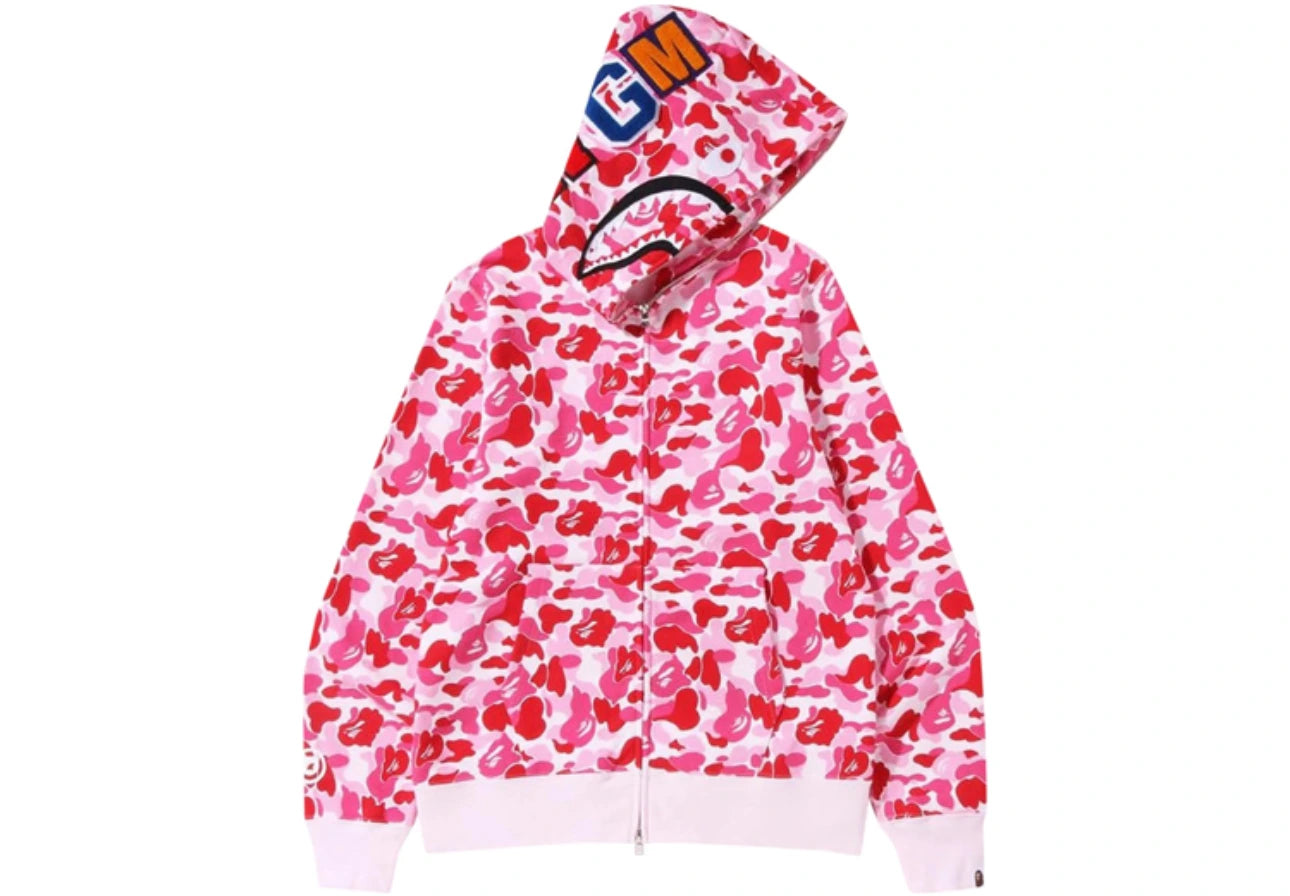 BAPE ABC Camo Shark Full Zip Hoodie Pink